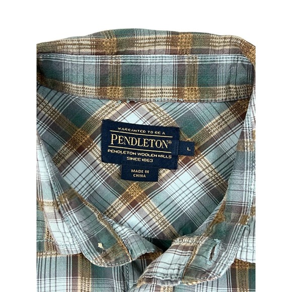 Pendleton Woolen Mills Men Gray Button‎ Up Short Sleeve Sz L - Picture 7 of 7